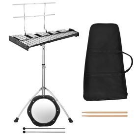 Xilófono de 32 Notas Instrumento de Percusión Plegable con Soporte Ajustable Panel de Práctica de 20 cm