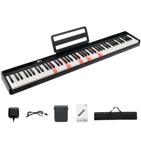 Teclado Electrónico de 88 Teclas Piano Digital Portátil con Bolsa Almacenamiento Pedal Cargador USB Doméstico para Niños y Adultos