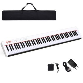 Piano Digital 88 Teclas Teclado Electrónico Portátil con Teclas Pesadas Función Bluetooth Altavoces para Niños y Adultos
