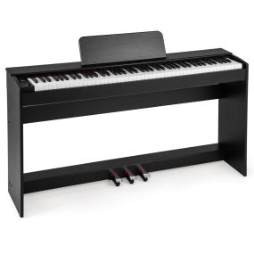 Piano Digital de 88 Teclas con Acción de Martillo Grabar y Reproducir Pedales Triples Doble Altavoz Conexión para Auriculares Negro