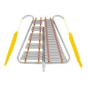 Juego de Percusión Glockenspiel de 29 Notas para Adultos Xilófono de Marcha de Aluminio con Mango Ajustable 2 Mazos y Cinturón Plata