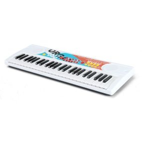 Teclado de Piano para Niños Piano Eléctrico Portátil de 49 Teclas con 8 Ritmos 8 Tonos y 10 Demostraciones Instrumento Musical Blanco