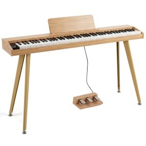 Piano digital 88 teclas con 3 pedales, atril, 800 tonos, 129 x 27 x 86 cm, natural