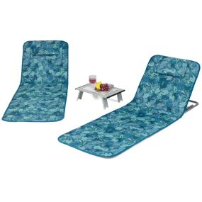 Set de 2 tumbonas plegables para playa con mesita, regulables y portátiles, verde