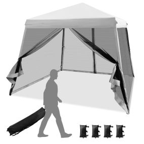Carpa plegable instantánea 3x3 m para exterior con patas inclinadas, paredes laterales y altura regulable, gris