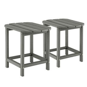 Juego de 2 Mesa Lateral de Exterior Mesa de HDPE Resistente a la Intemperie de 46 cm Mesa Auxiliar de Patio para Jardín Piscina Patio Gris