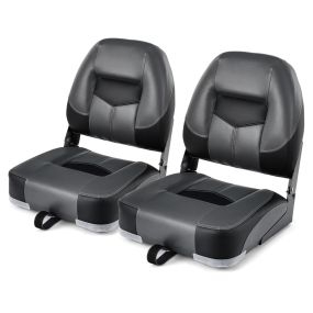 Set de 2 sillas plegables para barco con respaldo bajo y espuma negro 50 x 42 x 52 cm