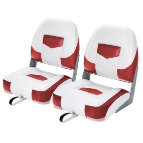 Set de 2 sillas plegables para barco con respaldo bajo y tira de fijación 50 x 42 x 52 cm rojo y blanco