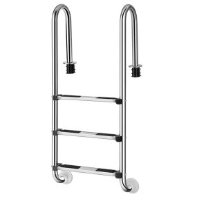 Escalera para Piscina con 3 Peldaños Antideslizantes Escalera en Acero Inoxidable 304 para Piscina Enterrada 55 x 25 x 132,5 cm