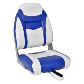 Asiento de barco plegable con respaldo alto y cojín acolchado azul 44,5 x 51 x 61 cm