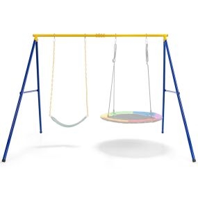 Estructura para Columpio hasta 300 Kg Estructura Resistente en Acero Forma de A para 2 Columpios con Palos para Parque Infantil Patio Jardín