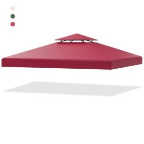 Toldo de repuesto para cenador de dos pisos 300 x 300 cm poliéster rojo con hebillas de aluminio