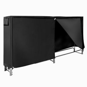 Soporte de Almacenamiento de Leña de 122,5/153/184/240cm Robusto Soporte de Hierro con Cubierta de PVC Resistente al Agua-240x35,5x122,5 cm