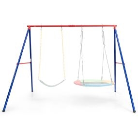 Estructura para Columpio hasta 250 kg Soporte de 2 Columpios en Acero Forma A Pies Antideslizantes Jardín Parque 260 x 183 x 183 cm Rojo