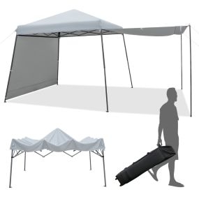 Toldo de carpa plegable con paredes laterales 599 x 300 x 235-255 cm gris