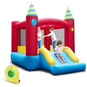 Castillo Hinchable para Niños con Soplador 480W Casa Inflable con Tobogán Bolsa de Transporte de Interior y Exterior