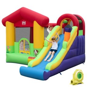 Castillo Hinchable Casa de Salto Infantil con Soplador 680W Tobogán Muro para Escalar para Exterior Patio Parque 325 x 290 x 205 cm