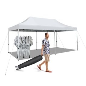 Pabellón emergente plegable 3 x 6 m UPF 50+ con ruedas blanco impermeable para bodas fiestas camping