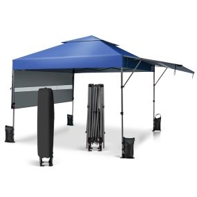 Pabellón emergente plegable 3x3 m para exterior con toldo azul ajustable en altura