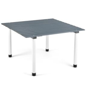 Mesa plegable de camping con bolsa de transporte y tablero enrollable de madera de abeto gris 69 x 69 x 42 cm