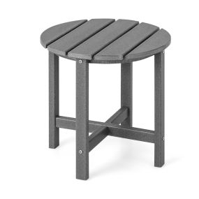 Mesa Redonda de Extremo Mesa Auxiliar para Exterior Resistente Intemperie de HDPE Adirondack para Patio Porche Jardín Fácil Montaje Gris