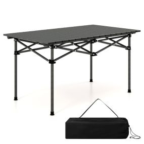 Mesa de camping plegable de aluminio para 4-6 personas con bolsa de transporte 95 x 55 x 50 cm negro