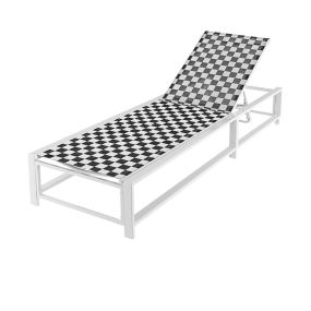 Tumbona de Patio Ajustable con Ruedas con Tela Transpirable y Estructura de Metal Resistente para Piscina Patio Trasero Negro y Blanco
