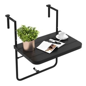 Mesa colgante plegable ajustable en 3 niveles para barandas de 3-15 cm negro