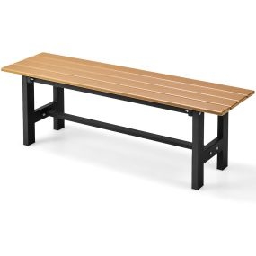 Banco de Exterior para 2 Personas Asiento Listón Estructura Metal Capacidad 300 kg para Patio Jardín Balcón 120 x 36 x 40,5 cm Marrón