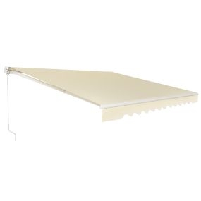 Toldo retráctil 3 x 2,5 m de aluminio con manivela y poliéster impermeable beige