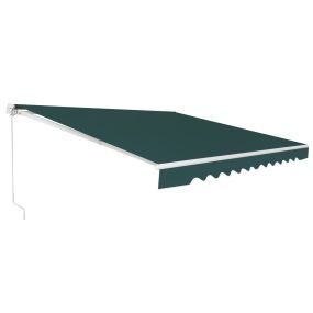 Toldo retráctil 3 x 2,5 m de aluminio con manivela y poliéster impermeable verde