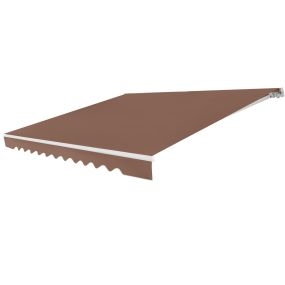 Toldo retráctil 3,6 x 3 m de aluminio con manivela y poliéster impermeable marrón para exterior