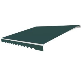 Toldo retráctil 3,6 x 3 m de aluminio con manivela y poliéster impermeable verde para exterior
