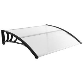 Marquesina para ventana o puerta 122 x 99 cm protección solar lluvia nieve viento negro