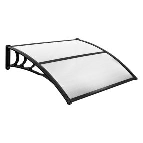 Marquesina para ventana o puerta 122 x 99 cm protección solar lluvia nieve viento gris claro