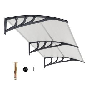 Marquesina para ventana protección solar lluvia nieve viento para aire acondicionado 199 x 99 x 28 cm gris