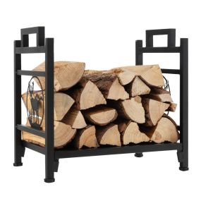 Soporte de metal para troncos apilables con diseño de alce y patas ajustables 46 x 34 x 45 cm