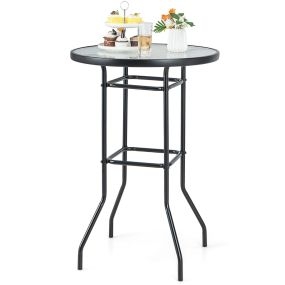 Mesa de Jardín Redonda con Tablero de Vidrio Templado y Marco de Metal Resistente Carga 50kg 68 x 68 x 97 cm