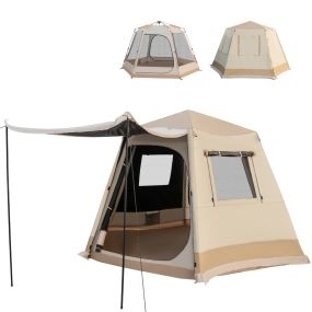 Tienda de campaña automática de doble capa para 4-6 personas con toldo impermeable y bolsa de transporte