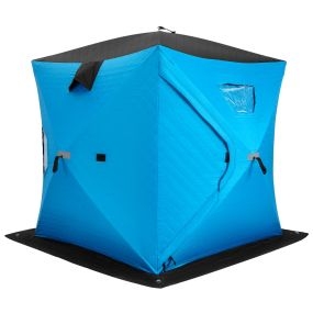 Tienda de pesca en hielo plegable aislada para 2 personas con paredes acolchadas azul
