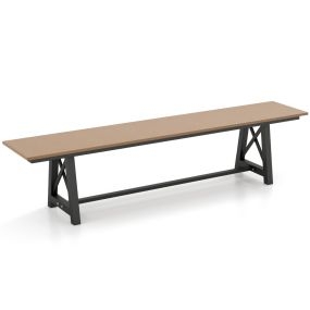 Banco de HDPE para Exteriores para 3-4 Personas con Estructura de Metal sin Respaldo de 183 cm de Largo con Capacidad de 500 KG Marrón