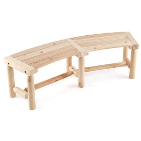 Banco Curvo Rústico de Madera Carbonizada para 2 Personas con Asiento de Listones Carga 325 kg para Patio Jardín o Porche Natural