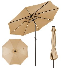 Sombrilla de playa plegable 3M con LED beige para jardín patio y balcón
