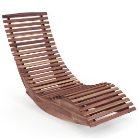 Tumbona Mecedora de Madera Acacia de Jardín Exterior con Asiento de Listones Ensanchados Respaldo Alto Carga 160kg 157 x 60 x 76 cm Natural