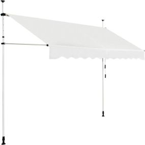 Toldo exterior para terraza 200 x 125 cm altura ajustable 2-3 m con manivela beige