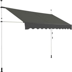 Toldo exterior terraza 200 x 125 cm altura ajustable 2-3 m con manivela gris
