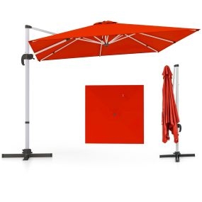 Sombrilla cuadrada de aluminio 3 m con rotación 360° e inclinación ajustable naranja