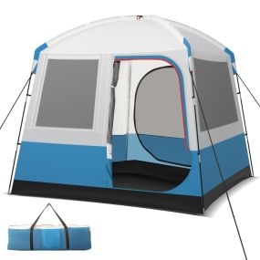 Tienda de campaña impermeable para 5 personas con puerta y ventanas de malla, bolsa de transporte portátil, blanco