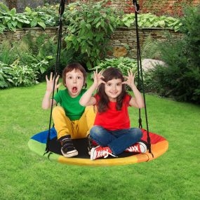 Columpio Nido Niños Columpio Redondo Diámetro 100cm Altura Ajustable Carga hasta 150 kg