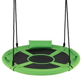 Columpio Redondo para Niños de 100cm con Correas Ajustables Reposacabezas Suave Asas para Interior Exterior Carga 150kg 3+ Años Verde